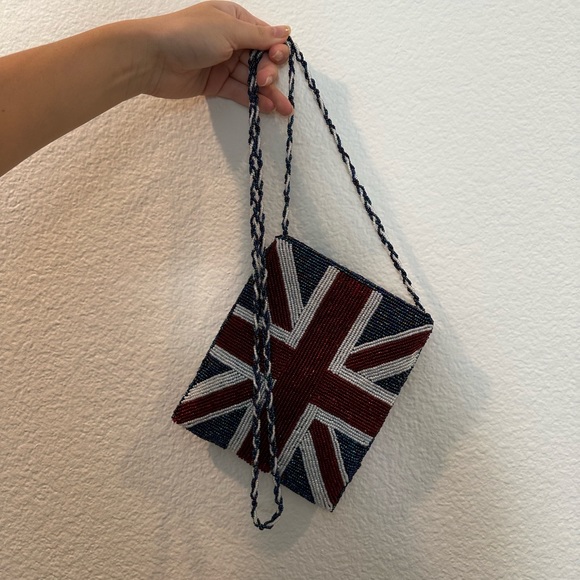 UK Britain Flag double sided beaded cross body bag - Picture 2 of 5